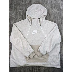 Nike Pullover Deep Pile Heavy Sherpa Double Zip Textured Hoodie Womens XL